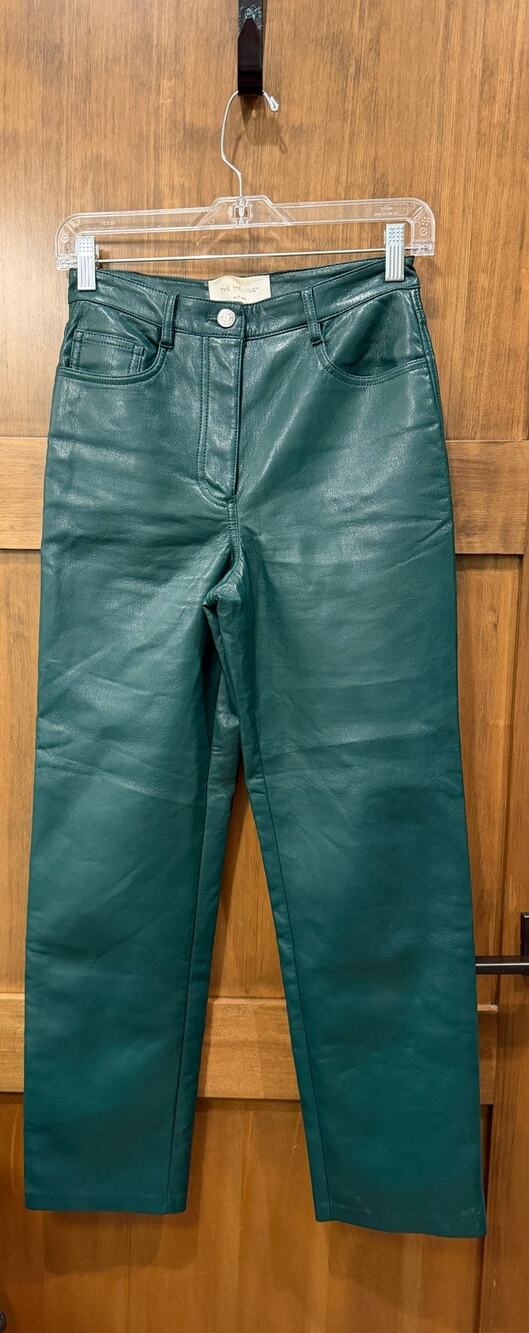 Aritzia Wilfred Free The Melina Pants Womens 2 Green Faux Leather Straight Leg 2